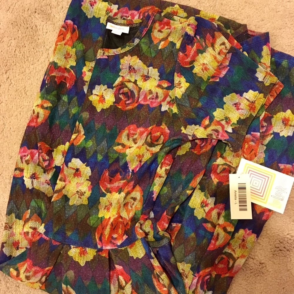 NWT Lularoe Amelia Dress Sz L Floral